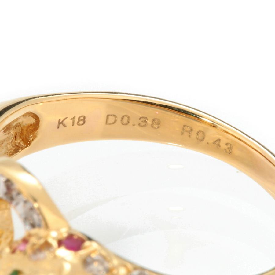 パンサーモチーフ リング 指輪 ルビー 0.43ct ダイヤモンド 0.38ct K18