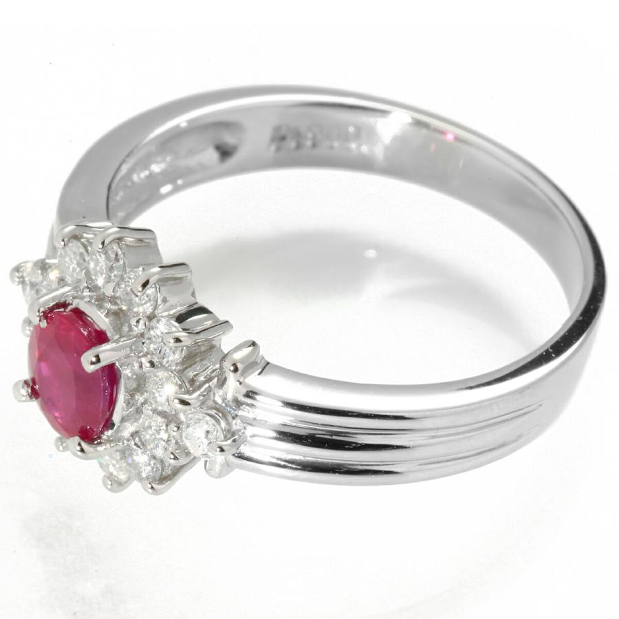 ルビー 0.48ct ダイヤモンド 0.3ct プラチナ Pt900 ヘイローデザイン 