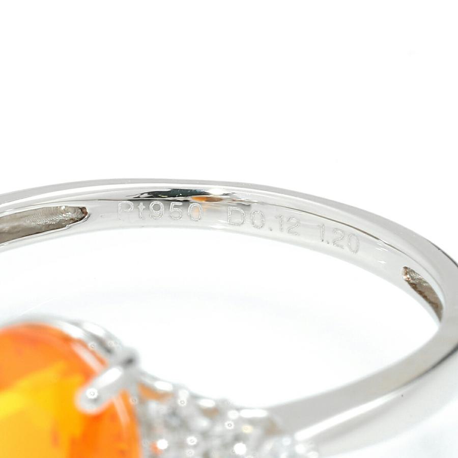 リング 指輪 ファイヤーオパール 1.2ct ダイヤモンド Pt950 13号 中古  
