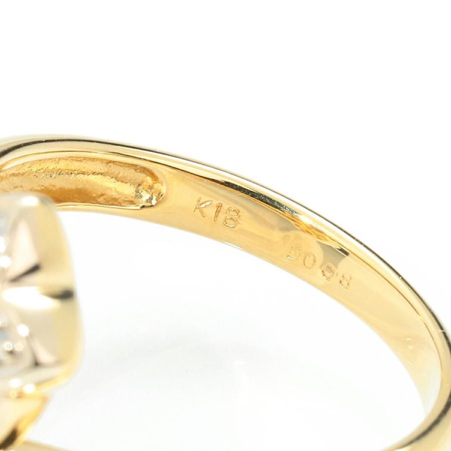 パールリング 指輪 アコヤ真珠 8mm ダイヤモンド K18 12号 中古  