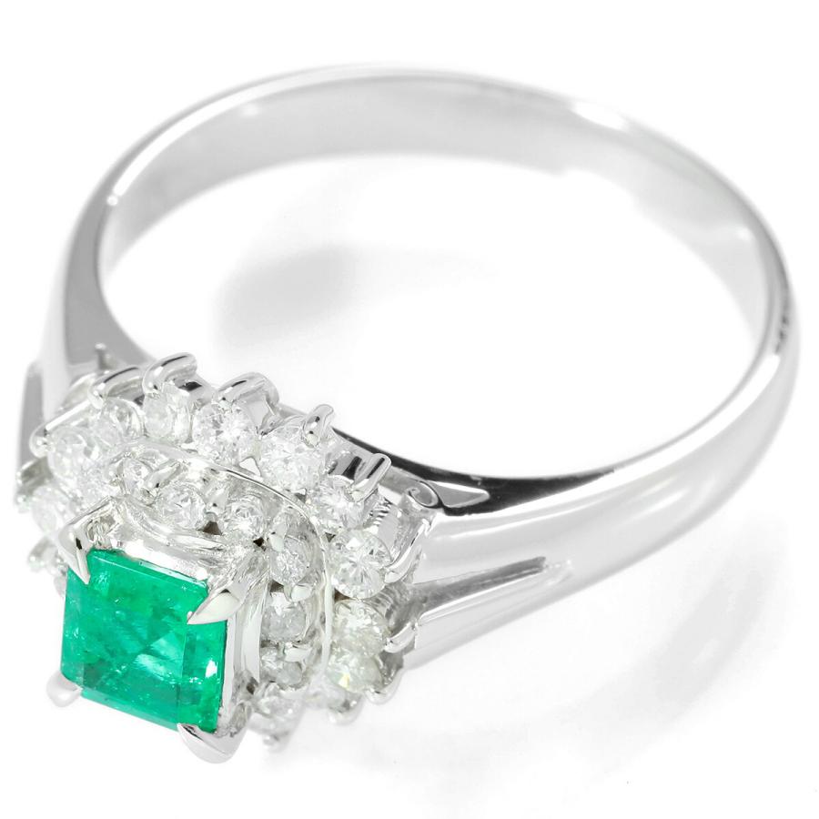 エメラルド 0.38ct ダイヤモンド 0.41ct プラチナ Pt900 ヘイロー 