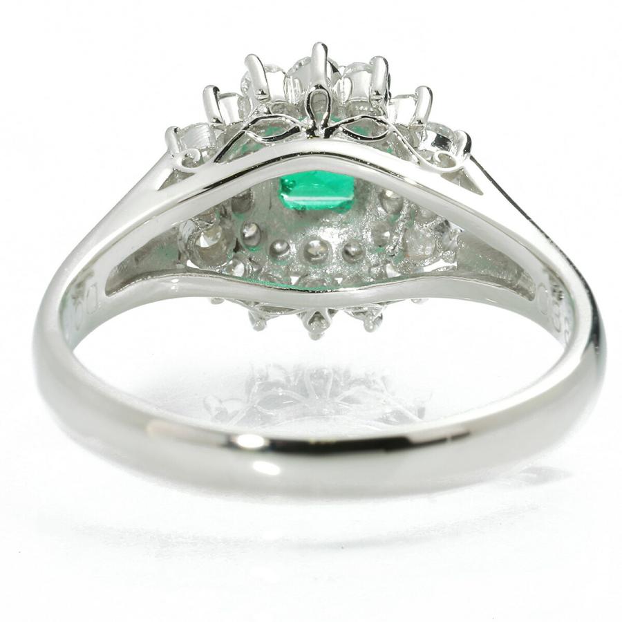 エメラルド 0.38ct ダイヤモンド 0.41ct プラチナ Pt900 ヘイロー 