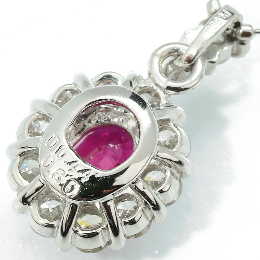 ペンダントネックレス ルビー 0.6ct ダイヤモンド 0.44ct プラチナ 