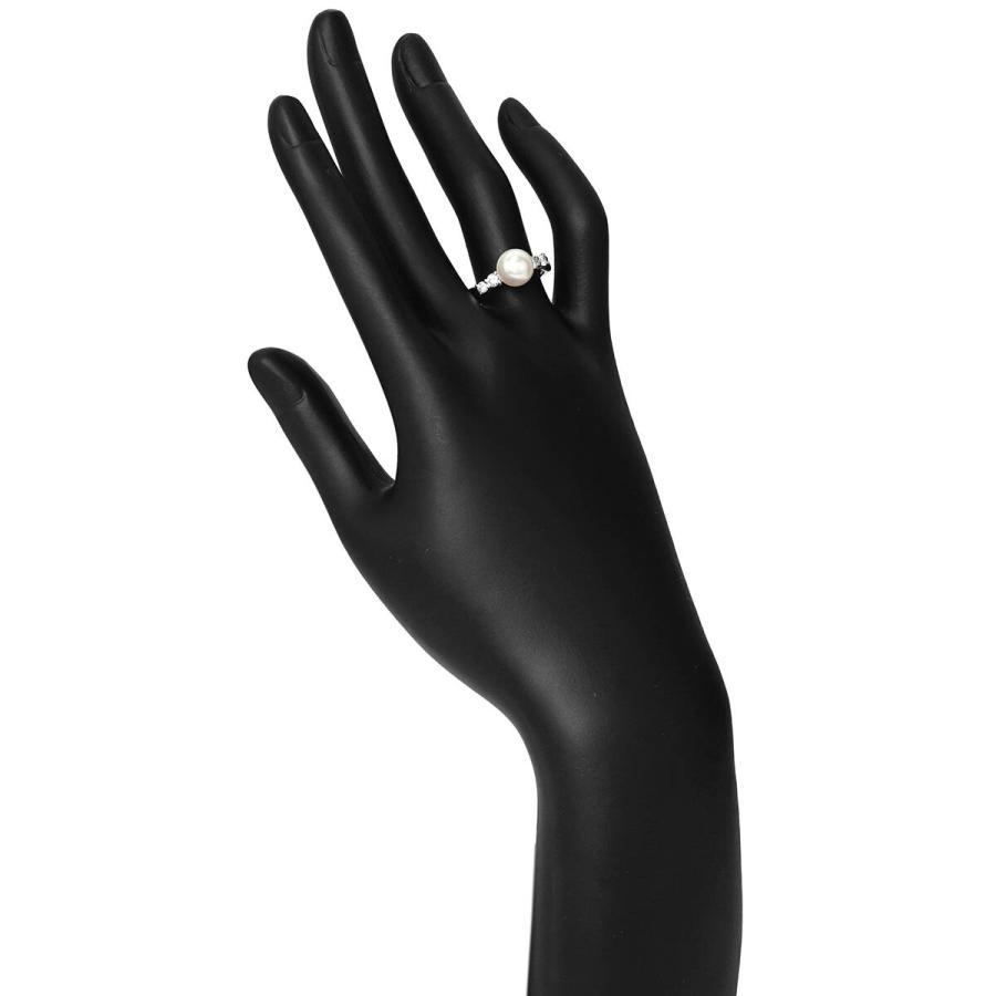 パールリング 指輪 真珠 8.1mm ダイヤモンド 0.35ct プラチナ Pt900  