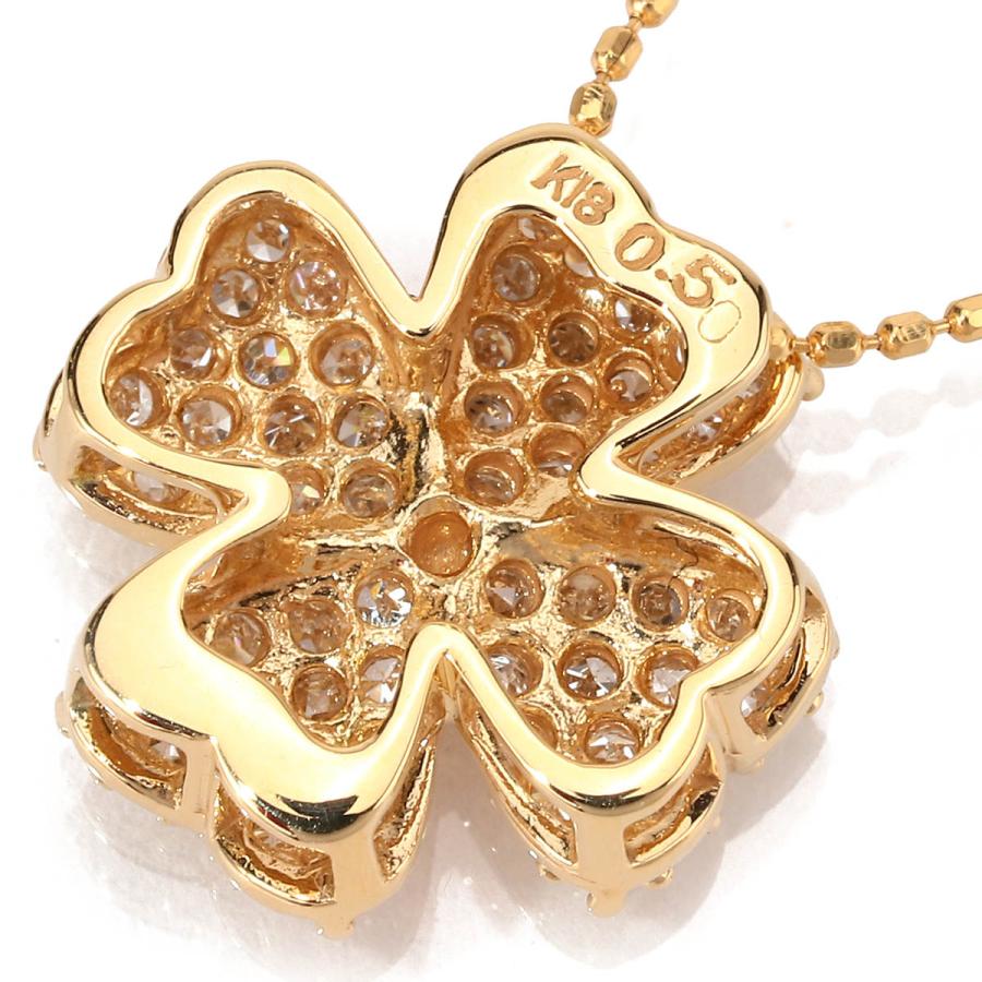 クローバーモチーフ パヴェ ペンダントネックレス ダイヤモンド 0.5ct