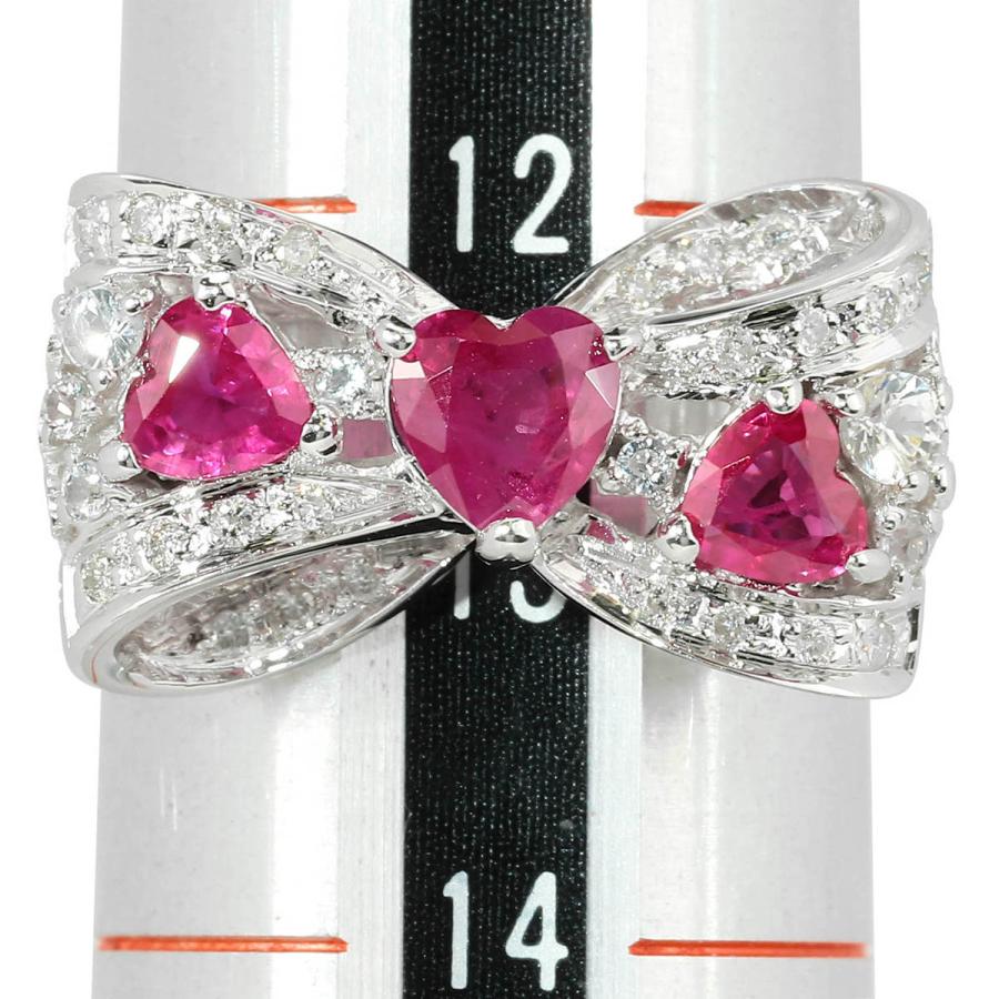 ルビー 1.2ct ダイヤモンド ホワイトゴールド K14WG リボンモチーフ 