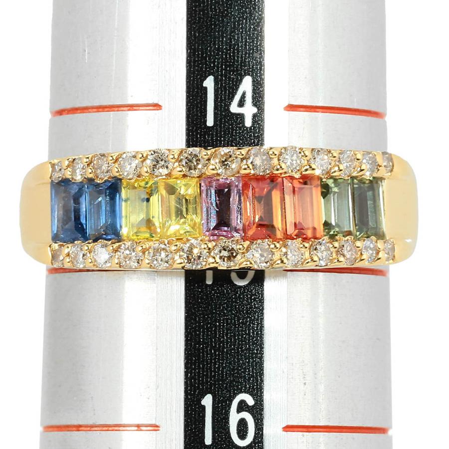 サファイア 1ct ダイヤモンド 0.25ct イエローゴールド K18YG リング 