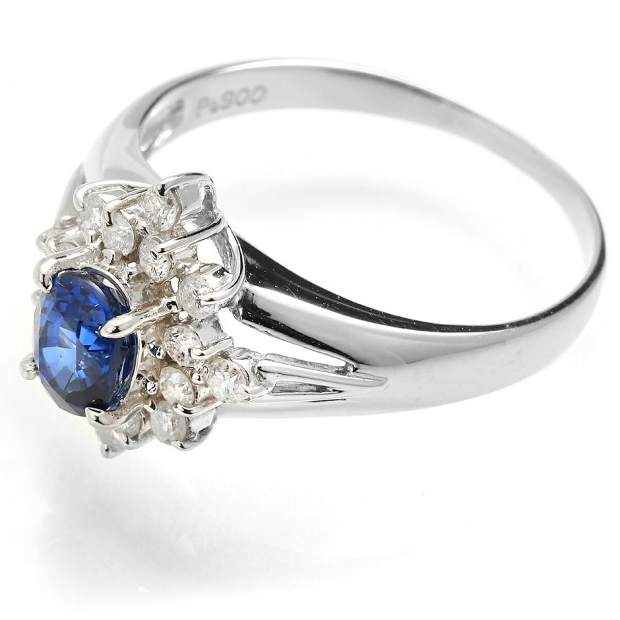 ヘイローデザインリング 指輪 サファイア ダイヤモンド 0.32ct Pt900  