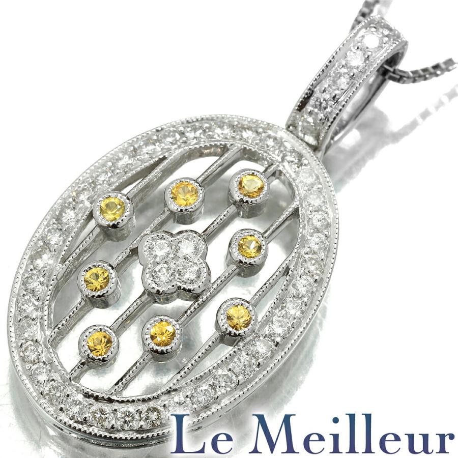 ペンダントネックレス ダイヤモンド 0.45ct 0.37ct K18WG 中古 返品OK 