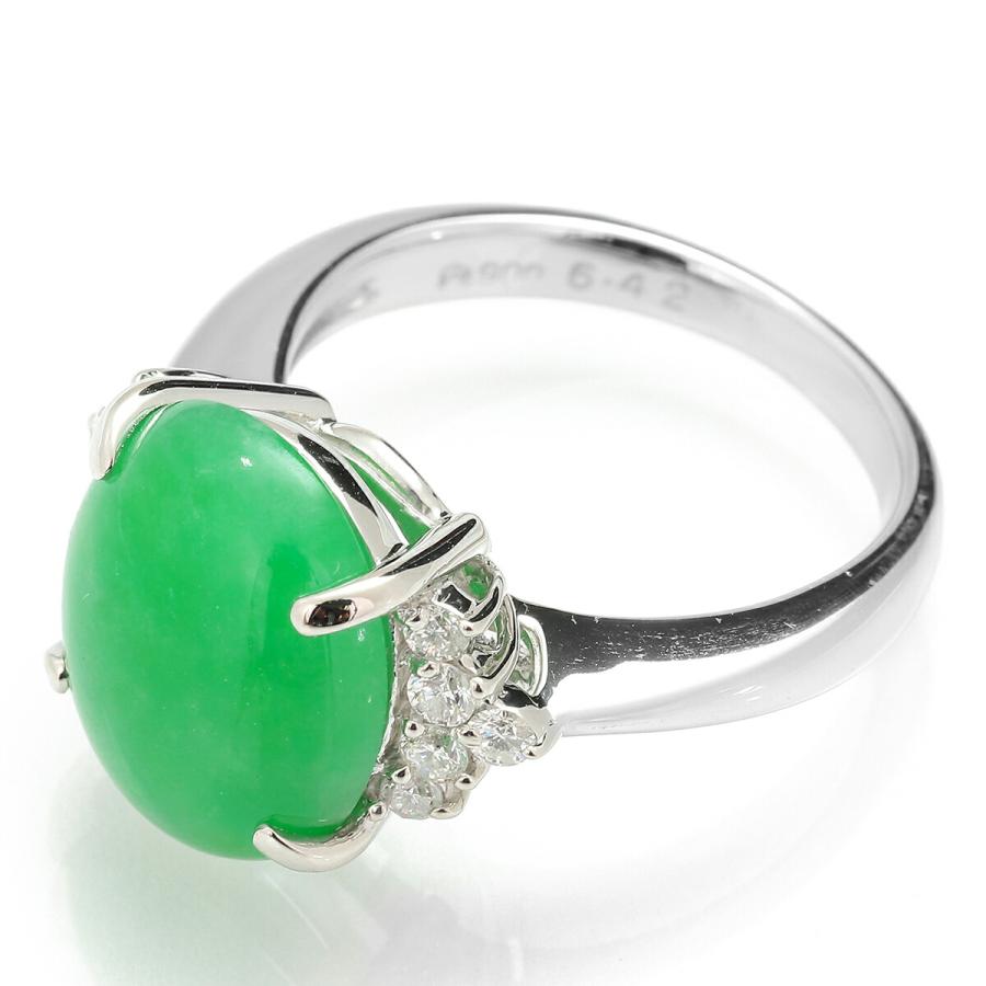 リング 指輪 翡翠 6.42ct ダイヤモンド 0.27ct Pt900 13号 中古  