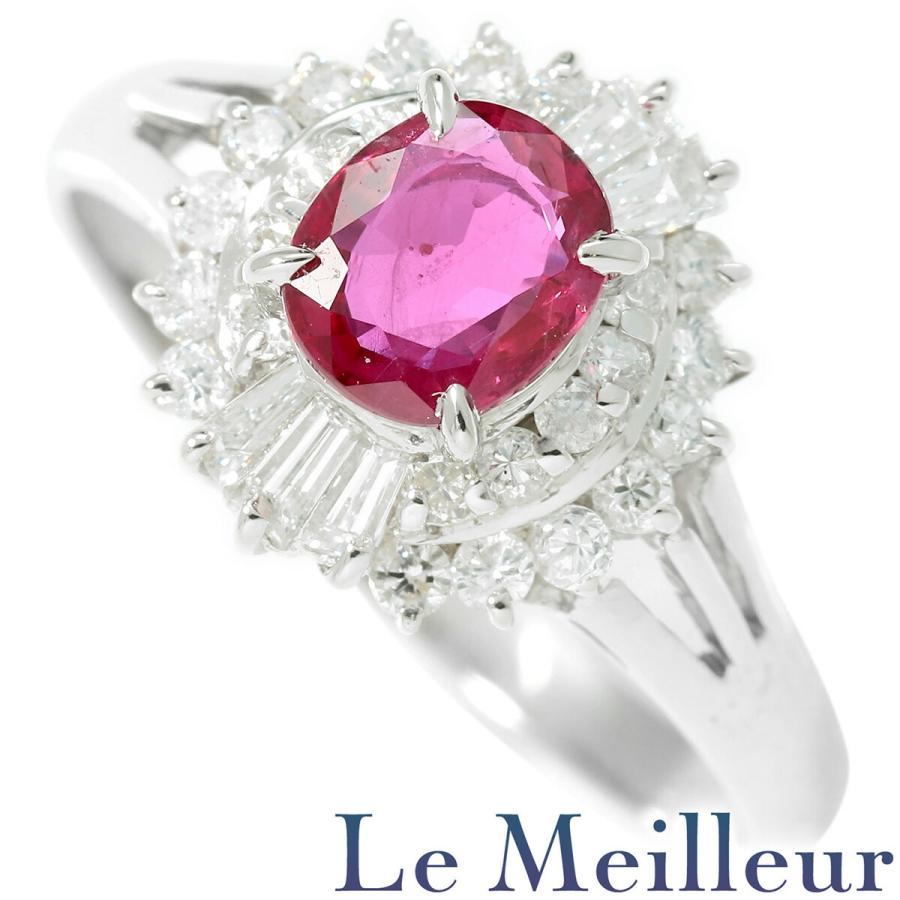 ルビー 0.71ct ダイヤモンド 0.468ct プラチナ Pt900 ヘイローデザイン 