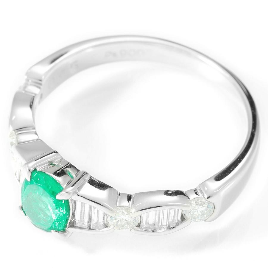 エメラルド 0.45ct ダイヤモンド 0.57ct プラチナ Pt900 リング 13号 