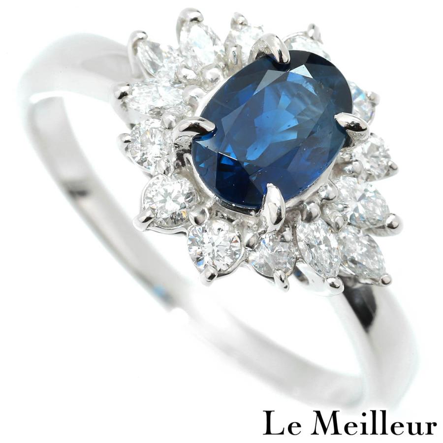 ブルーサファイア　リング　プラチナ　ダイヤモンド サファイア 0.86ct ダイヤモンド 0.42ct プラチナ Pt900 ヘイロー