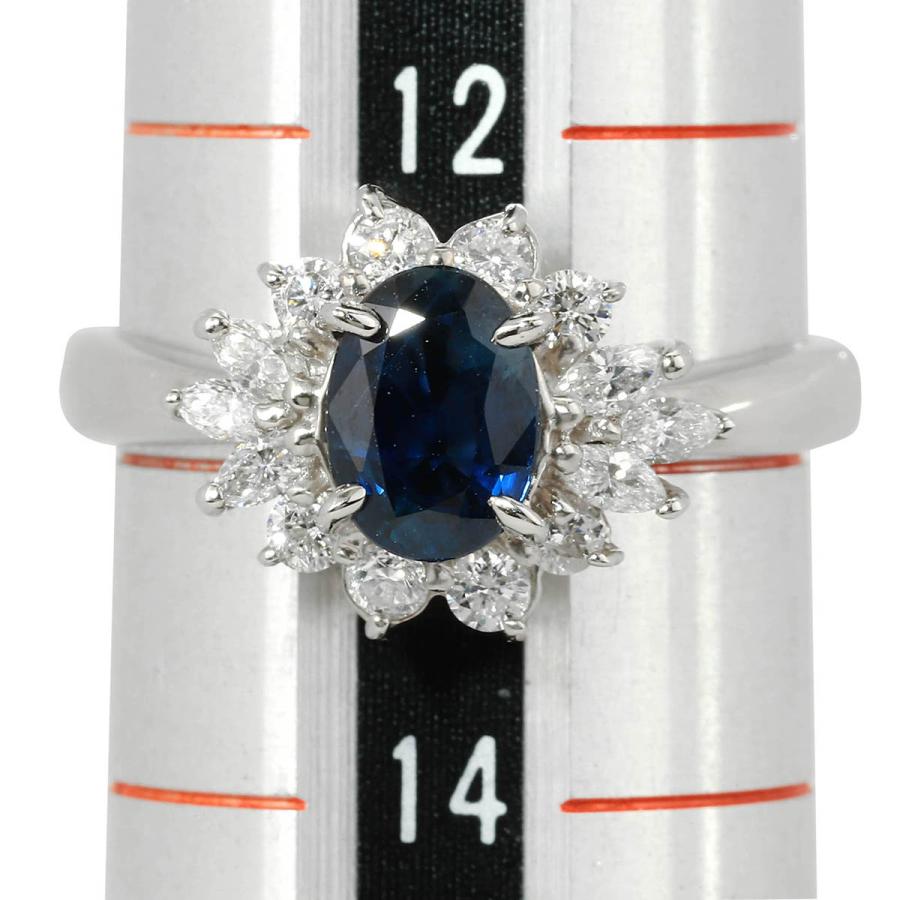 サファイア 0.86ct ダイヤモンド 0.42ct プラチナ Pt900 ヘイロー