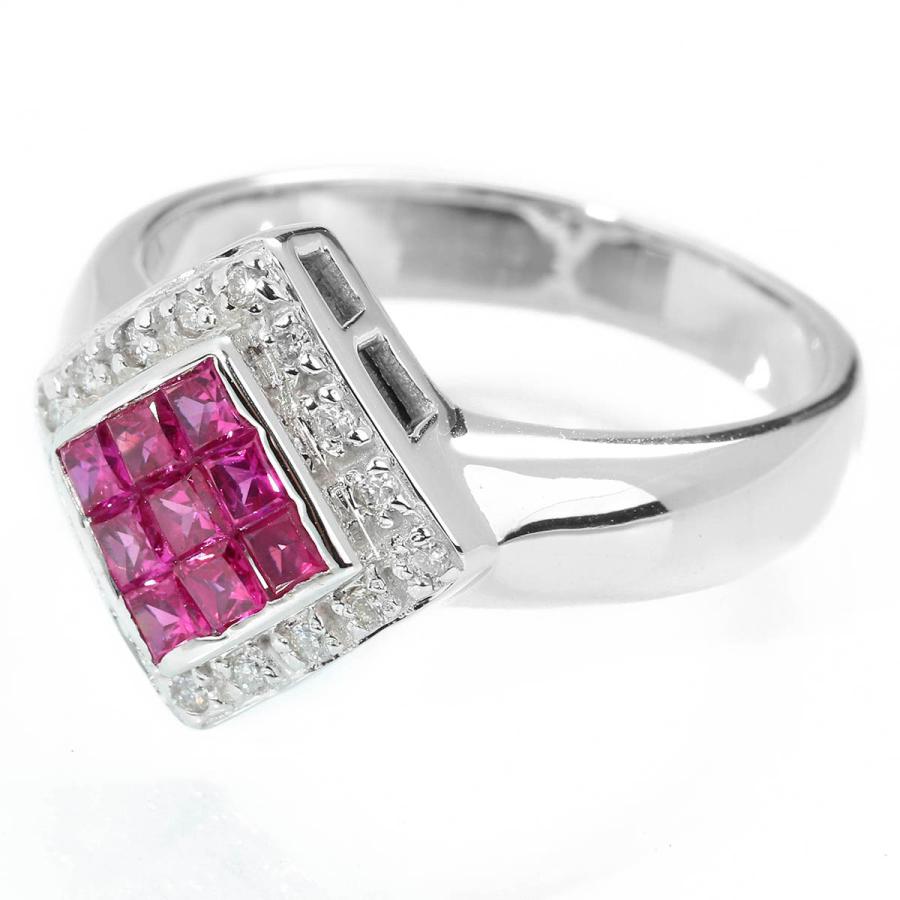 ルビー ダイヤモンド リング 指輪k14wg インビジブルセッティング リング 指輪 ルビー 0.5ct ダイヤモンド