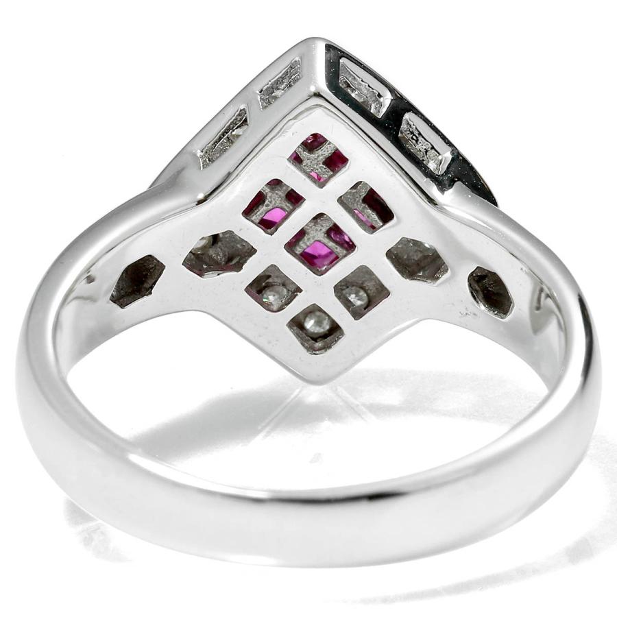 インビジブルセッティング リング 指輪 ルビー 0.5ct ダイヤモンド