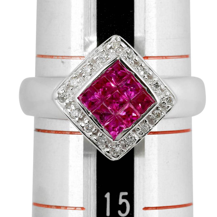 ルビー ダイヤモンド リング 指輪k14wg インビジブルセッティング リング 指輪 ルビー 0.5ct ダイヤモンド