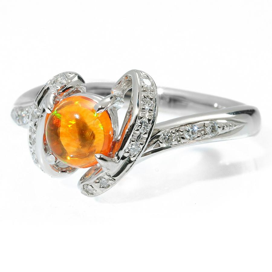 リング 指輪 ファイアオパール 0.49ct ダイヤモンド プラチナ Pt900 13 