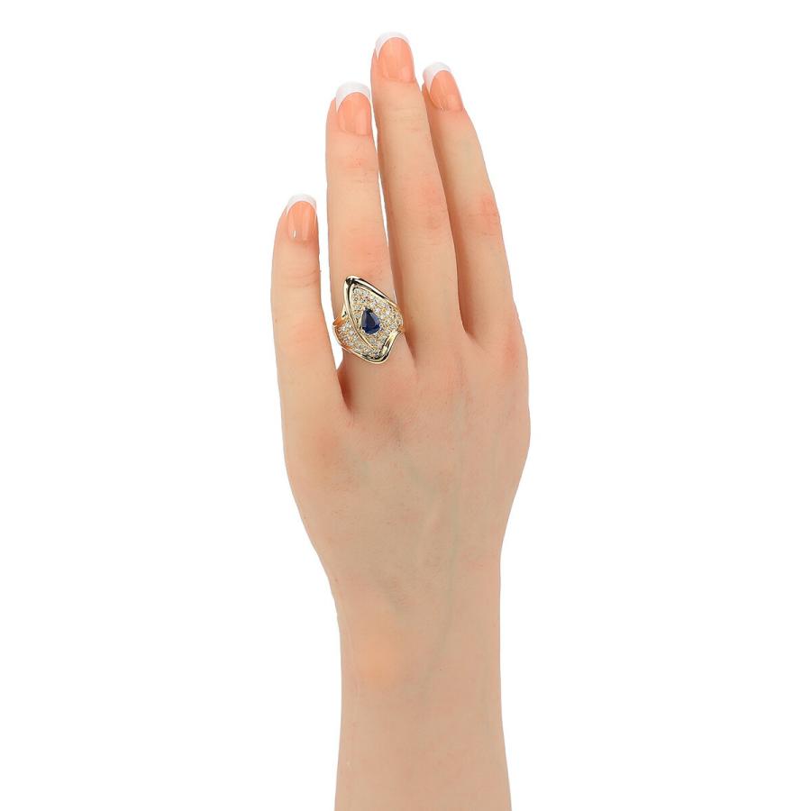 リング 指輪 ブルーサファイア 0.91ct ダイヤモンド 0.97ct イエローゴールド K18YG 13号 中古 返_4