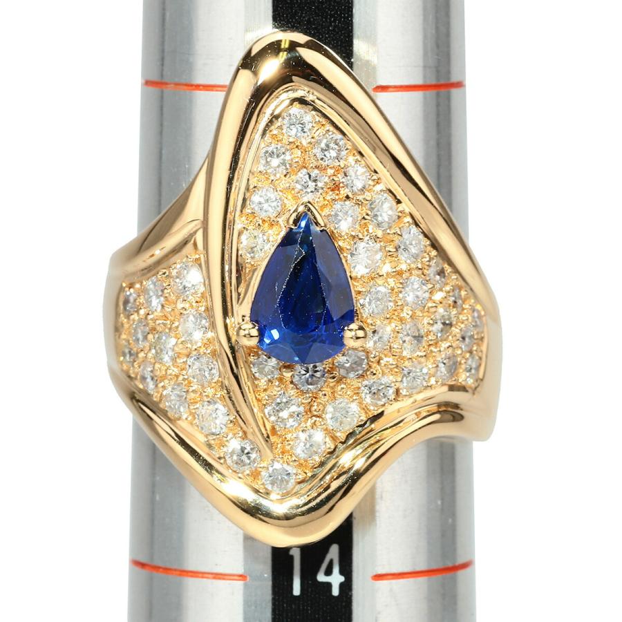 リング 指輪 ブルーサファイア 0.91ct ダイヤモンド 0.97ct イエローゴールド K18YG 13号 中古 返_5