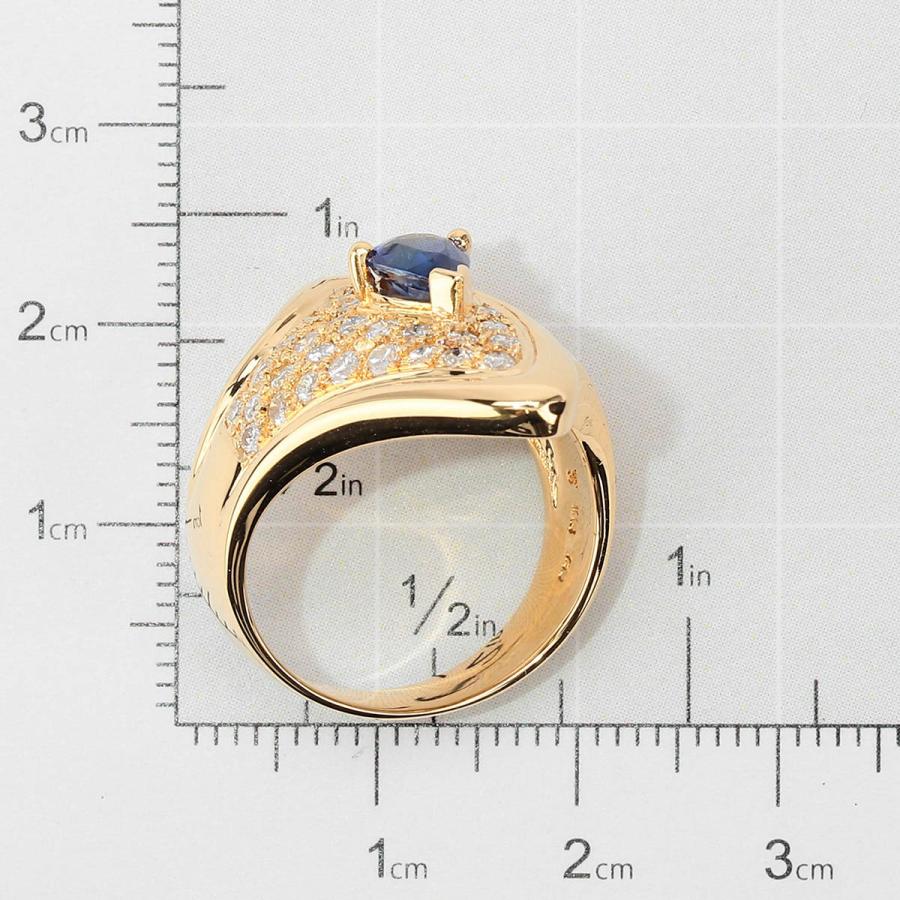 リング 指輪 ブルーサファイア 0.91ct ダイヤモンド 0.97ct イエローゴールド K18YG 13号 中古 返_6