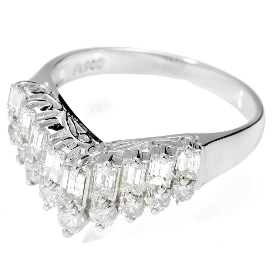 V字リング 指輪 ダイヤモンド 1.00ct プラチナ Pt900 13号 中古 返品OK