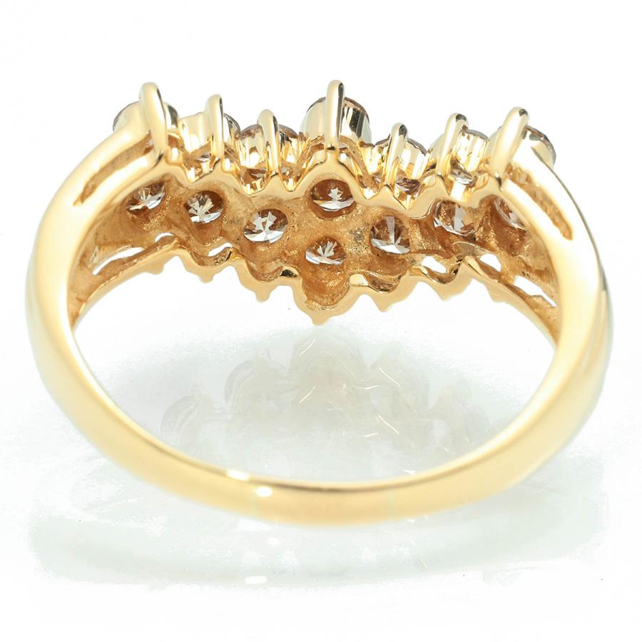 ジュエリーマキ V字リング 指輪 ダイヤモンド 1.04ct K18YG 15号 MAKI
