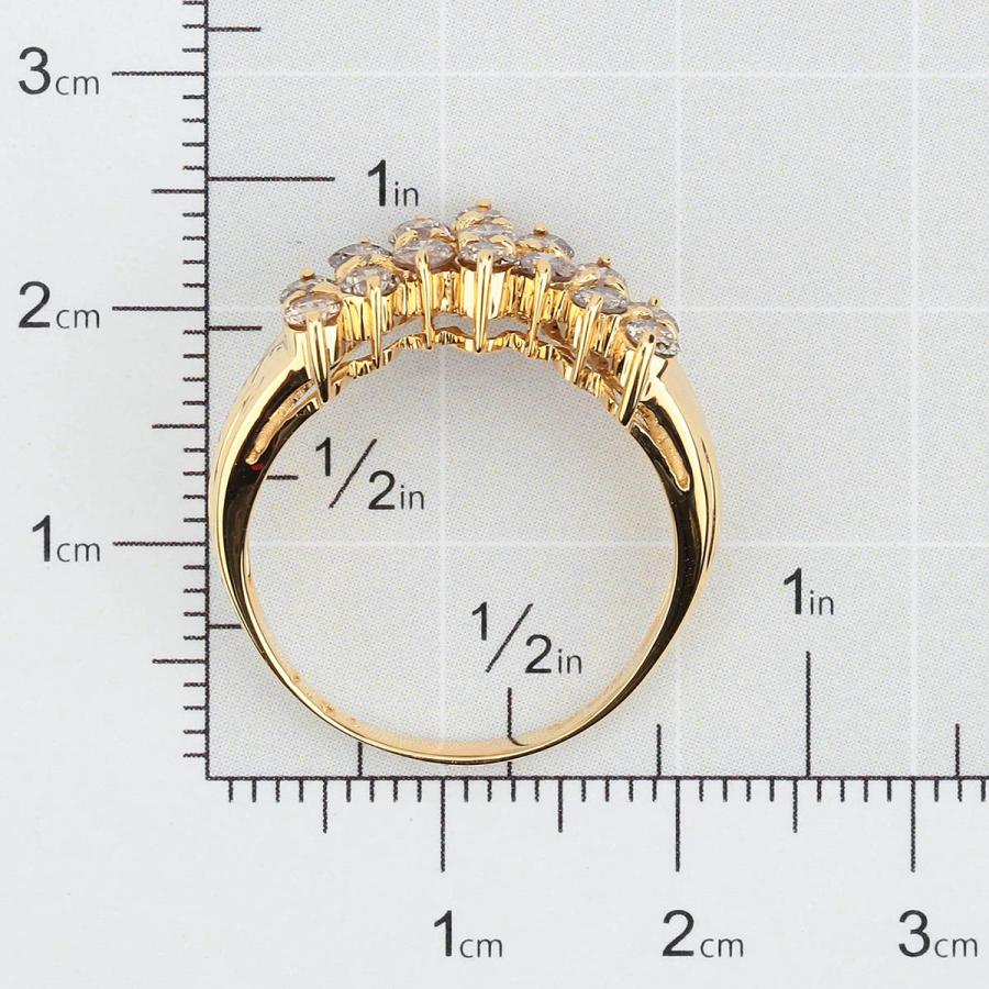 ジュエリーマキ V字リング 指輪 ダイヤモンド 1.04ct K18YG 15号 MAKI