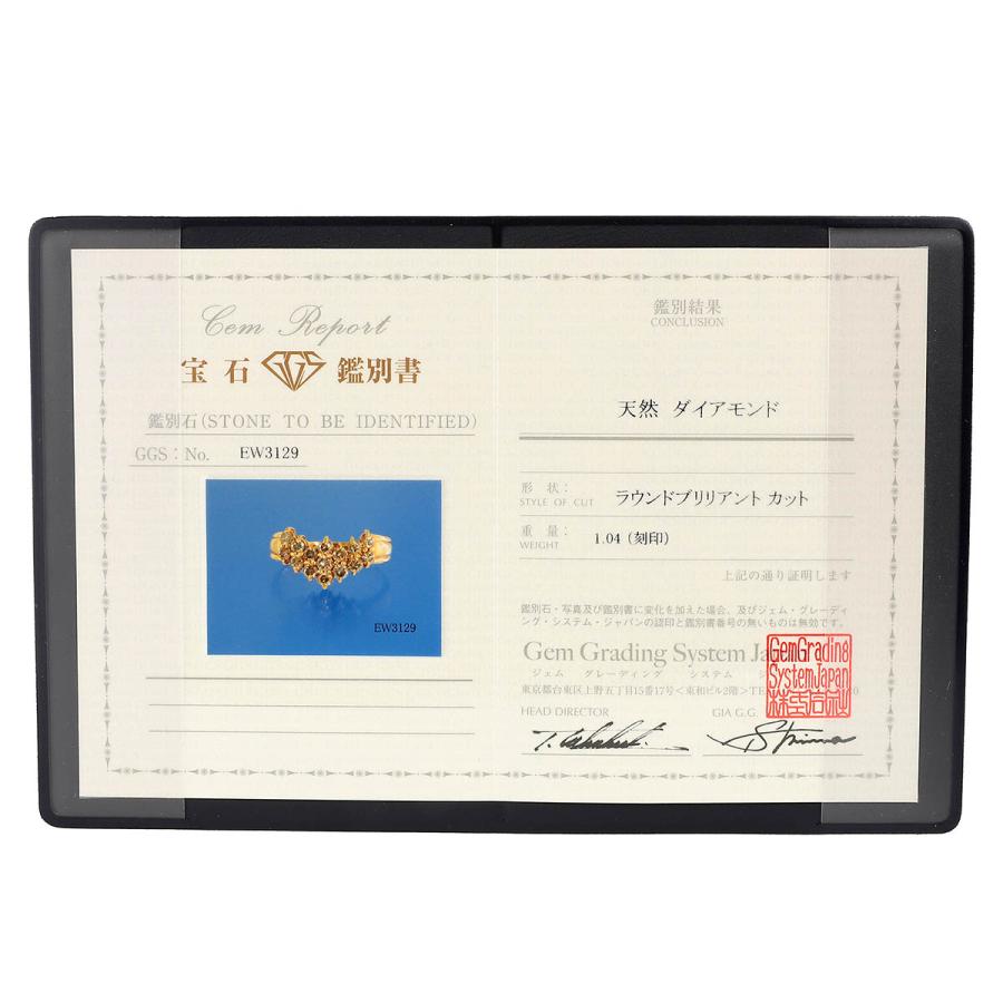ジュエリーマキ V字リング 指輪 ダイヤモンド 1.04ct K18YG 15号 MAKI