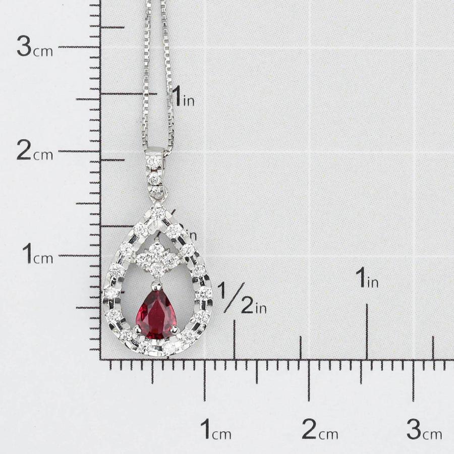 ドロップペンダントネックレス ルビー 0.30ct ダイヤモンド 0.22ct 