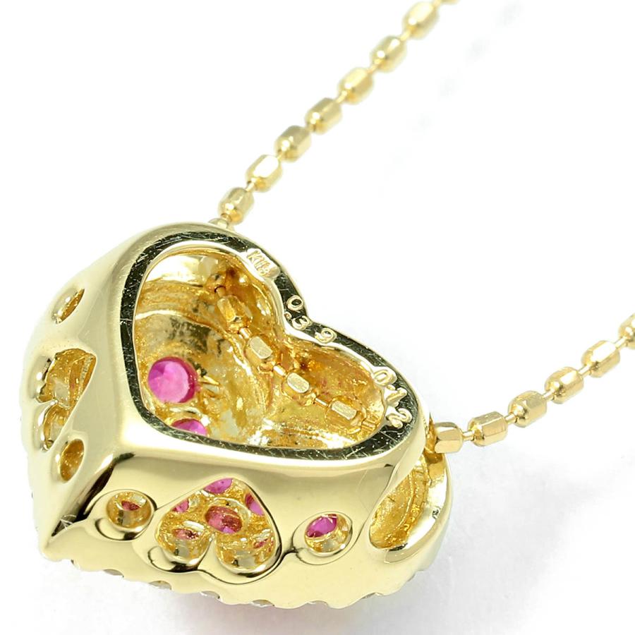 ハートモチーフペンダントネックレス ルビー 0.39ct ダイヤモンド 