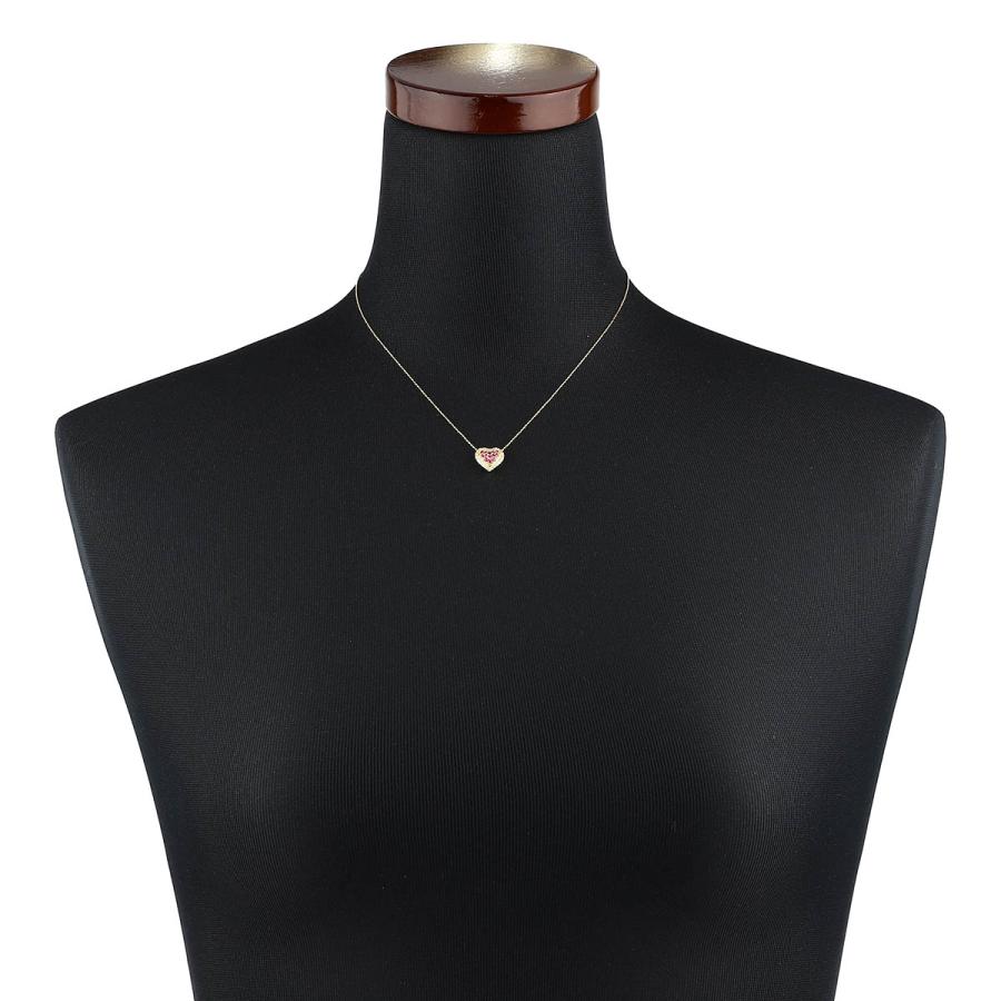 ハートモチーフペンダントネックレス ルビー 0.39ct ダイヤモンド 