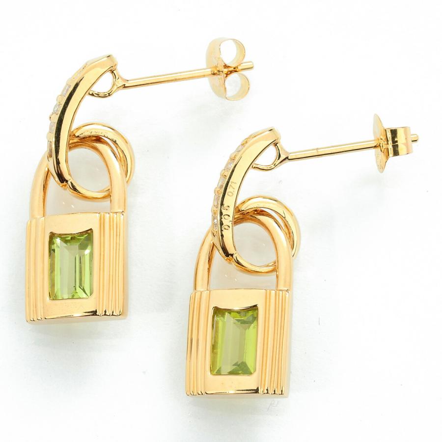 ピアス ペリドット 0.73ct 0.71ct イエローゴールド K18YG 中古 返品OK 