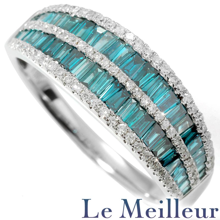 リング 指輪 ブルーダイヤモンド ダイヤモンド ホワイトゴールド K18WG