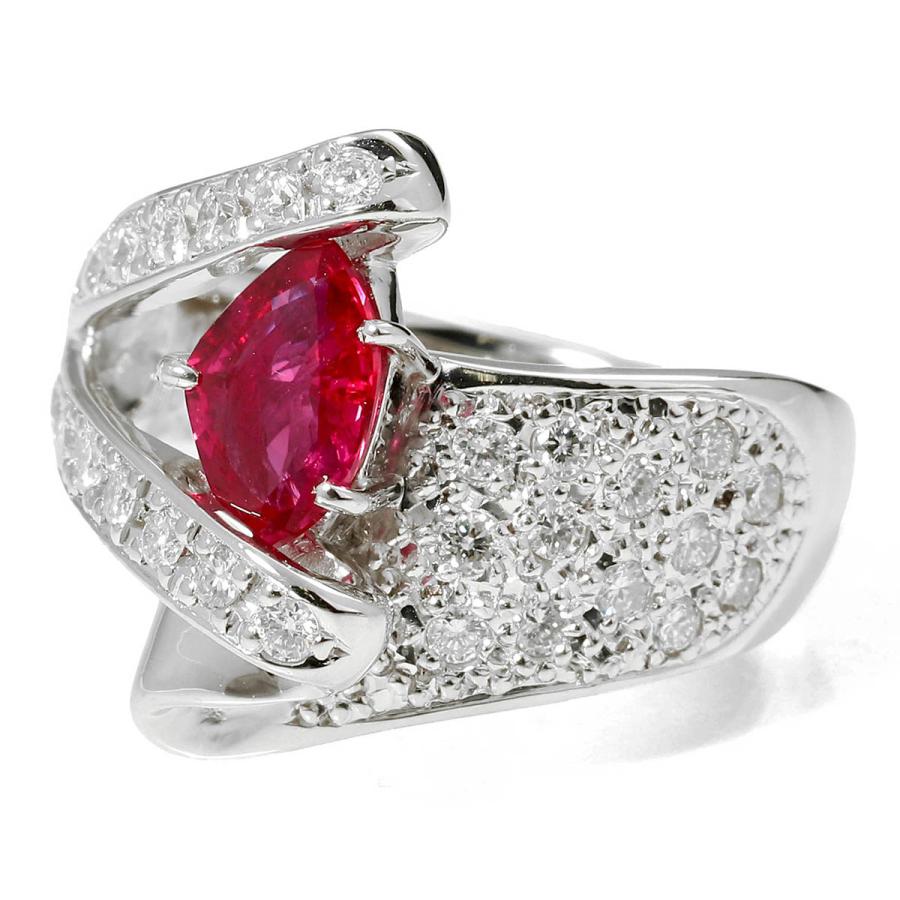リング 指輪 ルビー 1.01ct ダイヤモンド 0.61ct プラチナ Pt900 14号 