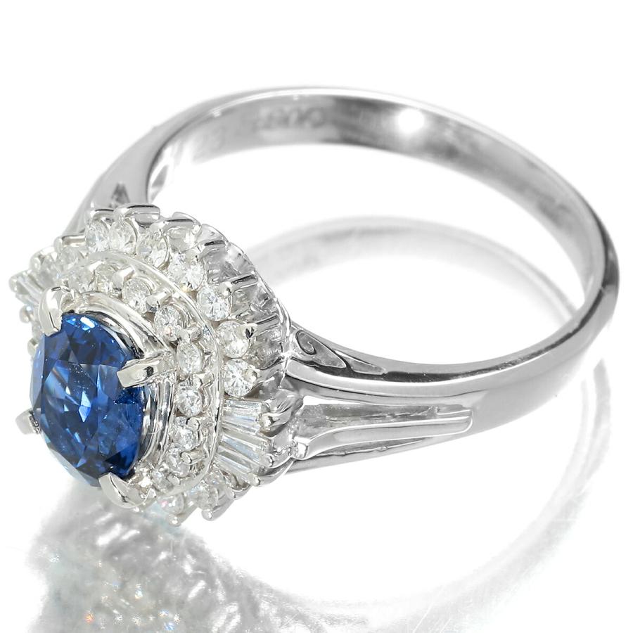 サファイア 1.23ct ダイヤモンド 0.45ct プラチナ Pt900 ヘイロー