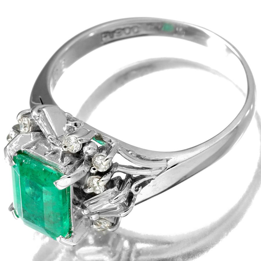 取り巻きデザイン リング 指輪 エメラルド 1.34ct ダイヤモンド 0.31ct  