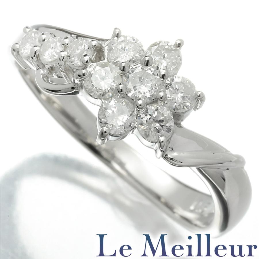 フラワーデザインリング 指輪 ダイヤモンド 0.51ct Pt900 12号 中古  