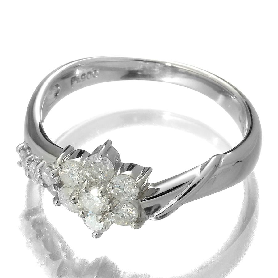 フラワーデザインリング 指輪 ダイヤモンド 0.51ct Pt900 12号 中古  
