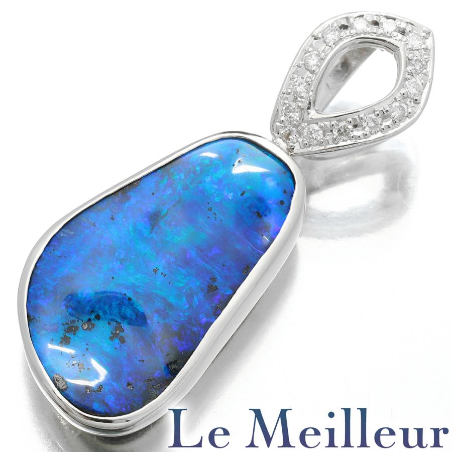 Pt900 天然 ボルダーオパール ダイヤモンド ペンダントトップ