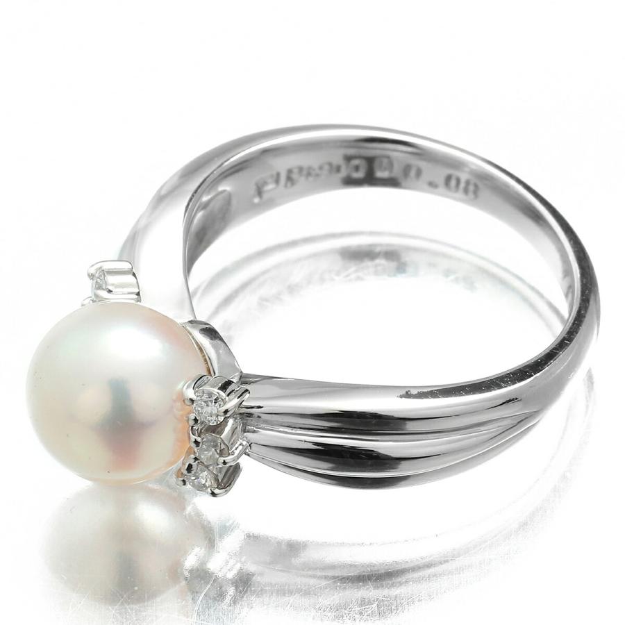 POLA ポーラ パールリング 指輪 アコヤ真珠 7.8mm ダイヤモンド Pt900  