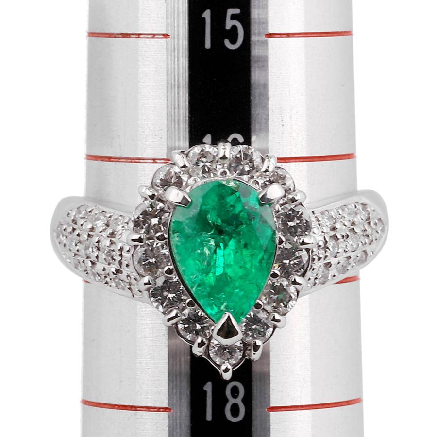 リング 指輪 エメラルド 1.4ct ダイヤモンド プラチナ Pt900 16.5号 