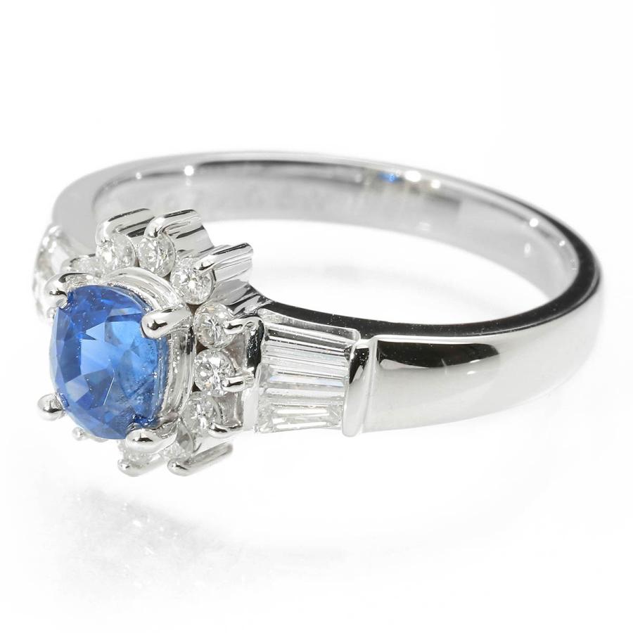 ヘイローリング 指輪 ブルーサファイア 0.97ct ダイヤモンド 0.50ct 