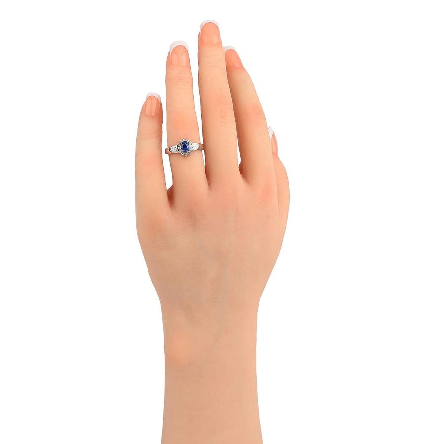 ヘイローリング 指輪 ブルーサファイア 0.97ct ダイヤモンド 0.50ct 