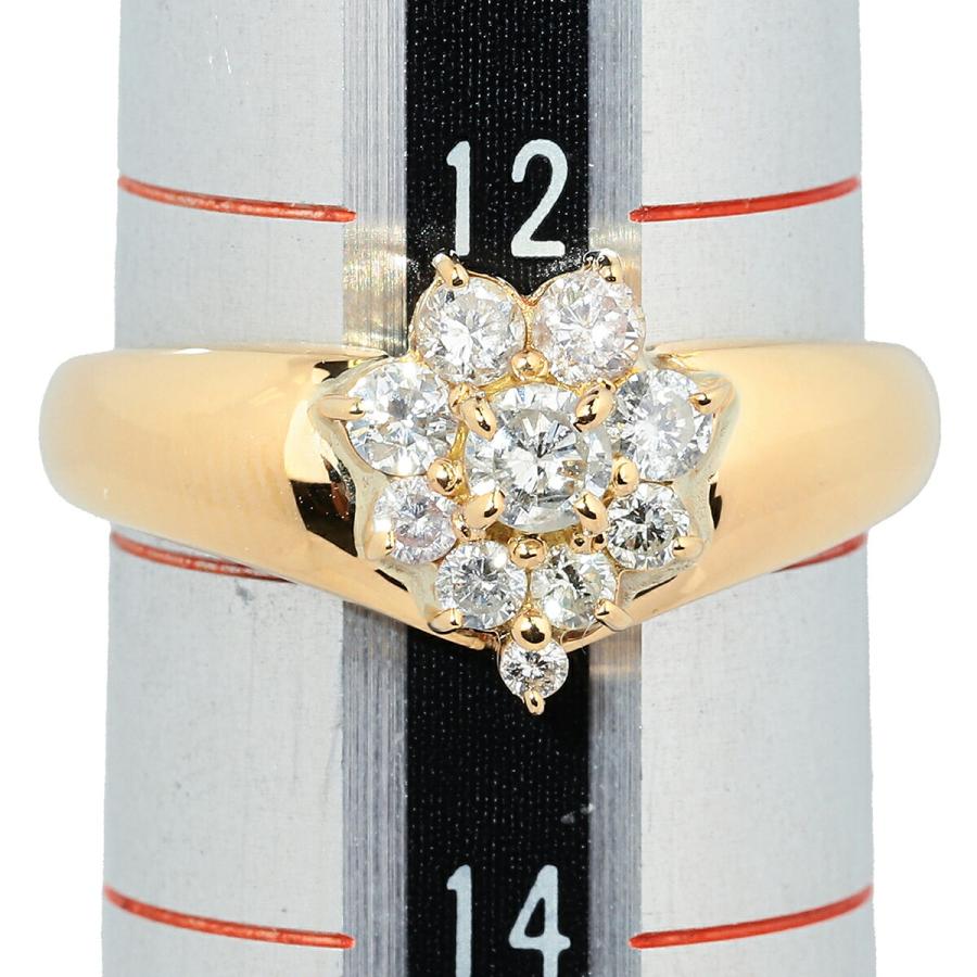 フラワーモチーフリング 指輪 ダイヤモンド 0.50ct イエローゴールド