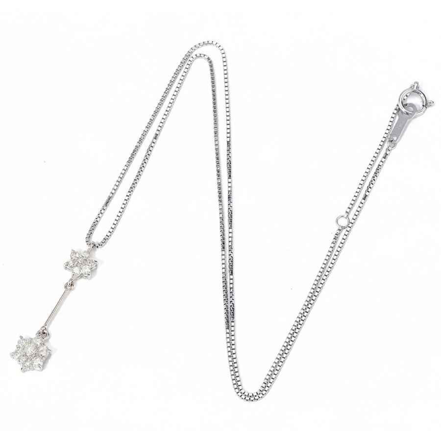 フラワーモチーフ ペンダントネックレス ダイヤモンド 0.5ct プラチナ Pt900 中古 返品OK_4