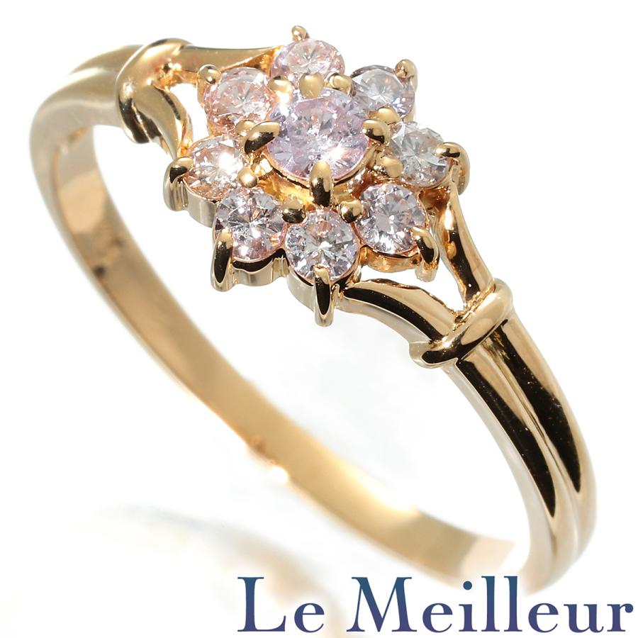 フラワーデザインリング 指輪 ダイヤモンド 0.3ct K18 12号 中古  