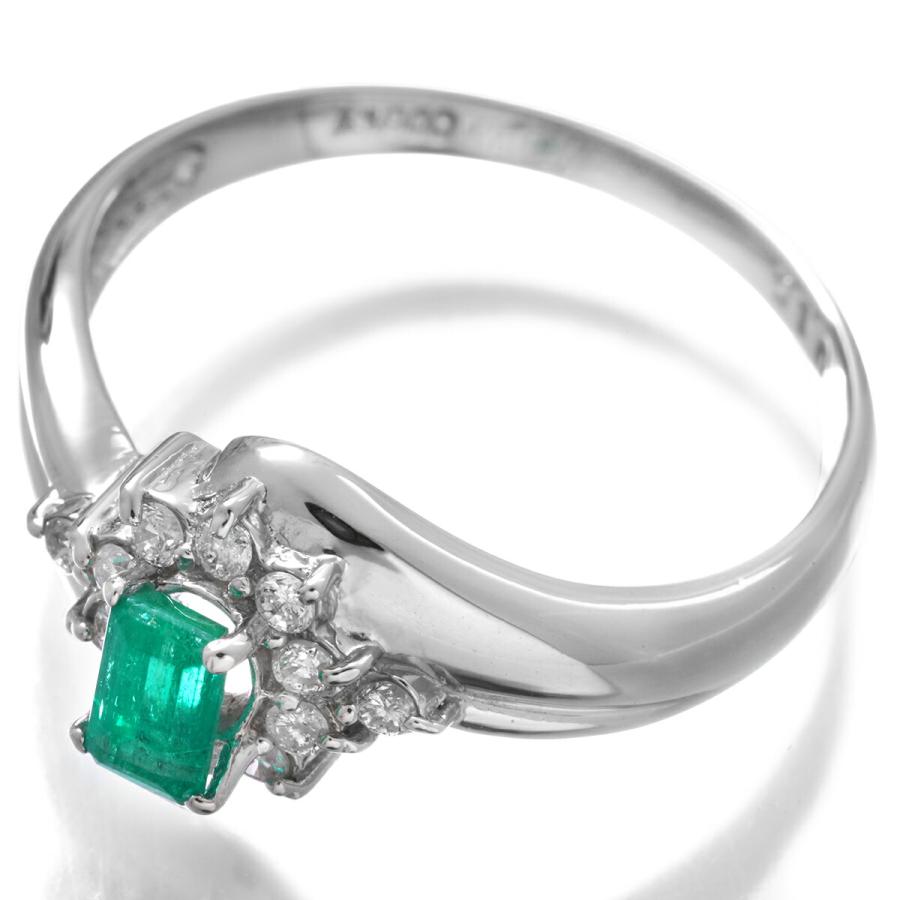 エメラルド 0.3ct ダイヤモンド プラチナ Pt900 リング 12号 指輪 新品