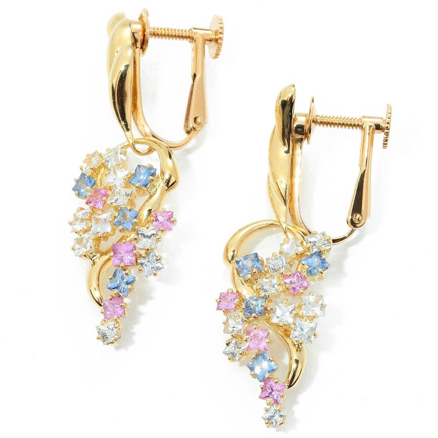 ジュネ イヤリング サファイア 3.73ct イエローゴールド K18YG JEUNET