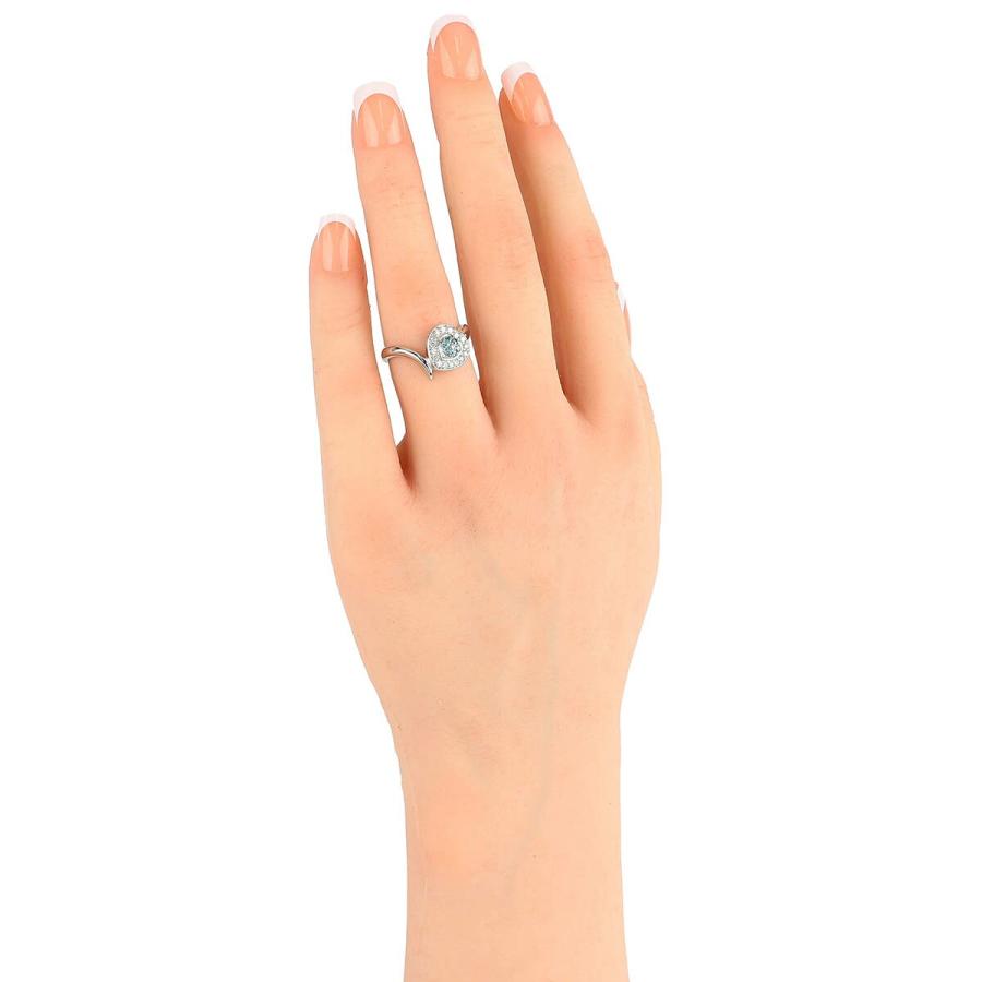 ハートモチーフブルーダイヤモンドリング 指輪 ダイヤモンド 0.32ct